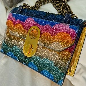 CHRISTIAN LOUBOUTIN ELISA CRYSTAL STRASS MULTICOLOR CROSSBODY SHOULDER BAG